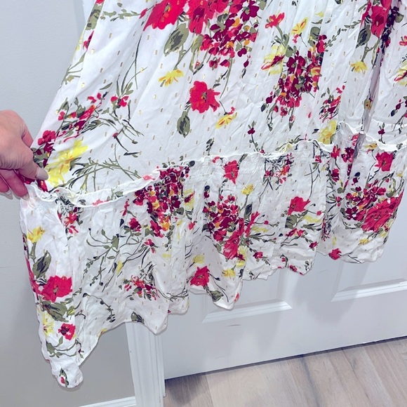 NWT Lane Bryant Floral Off The Puff Shoulder Dress 18 LONG Midi Plus Size - Picture 9 of 12